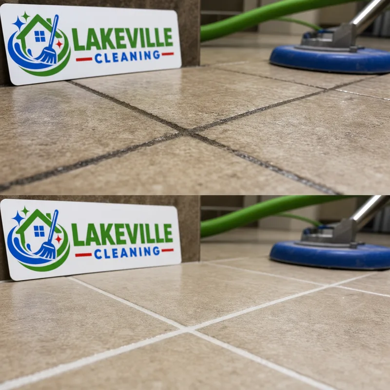 Tile and grout after agitation and extraction with brighter grout lines and no standing water